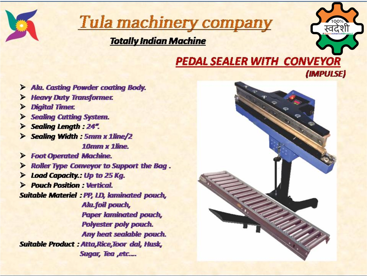 PEDAL SEALING MACHINE WITH CONVEYOR (IMPULSE)