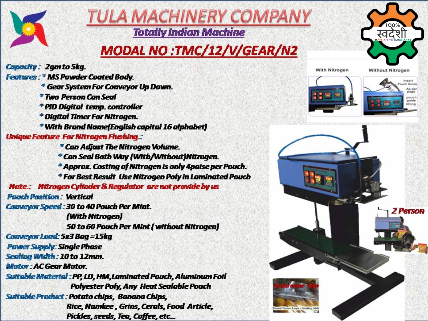 NITROGEN FILLING & SEALING MACHINE